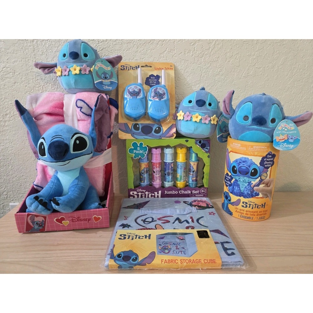 Disney Lilo & Stitch Huge Toy Lot Plush Squishmallows Blanket Walkie Talkies NWT